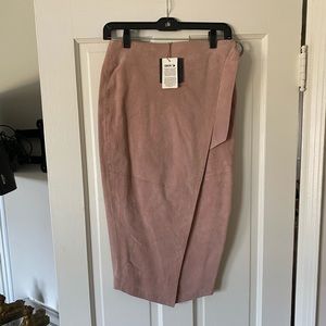 ASOS dusty pink leather wrap skirt